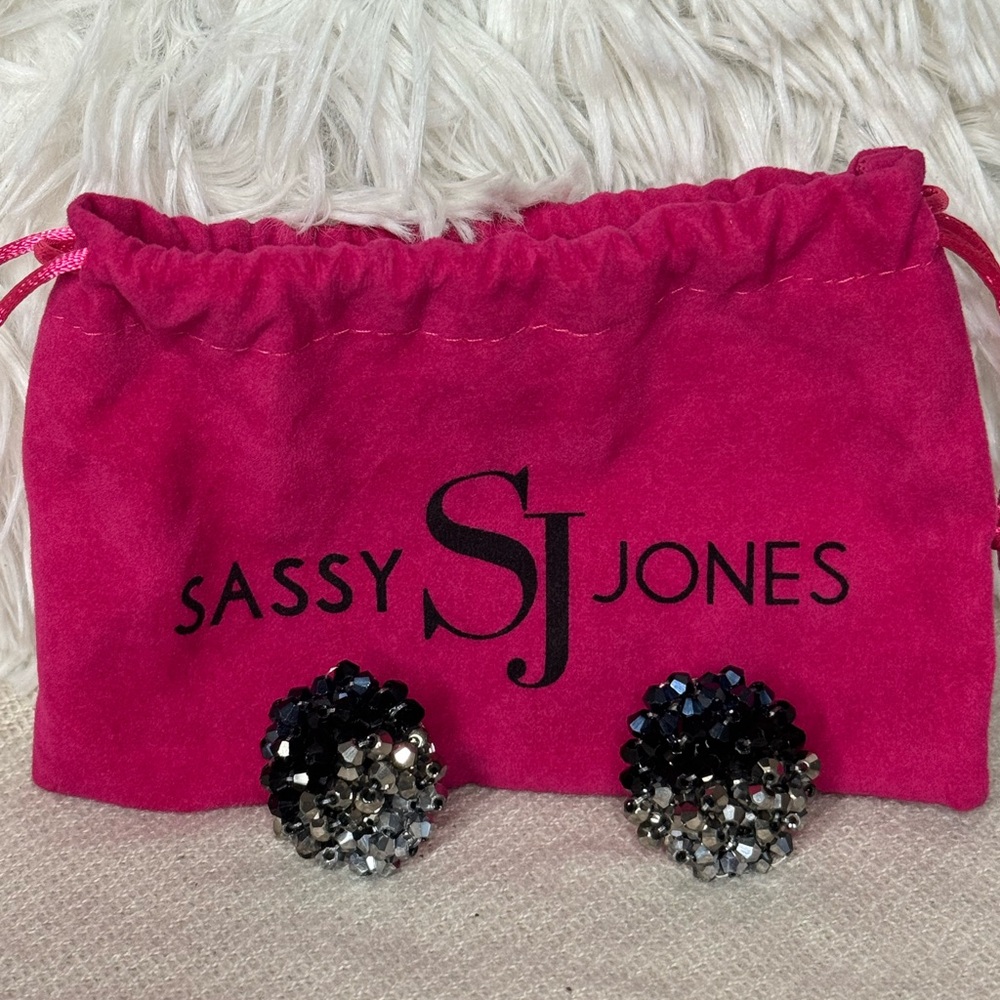 Sassy Jones Midnight Malia Black and Silver  Earrings